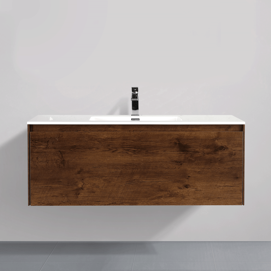 BAI 0767 Wall Hung 47-inch Bathroom Vanity in Rose Wood Finish