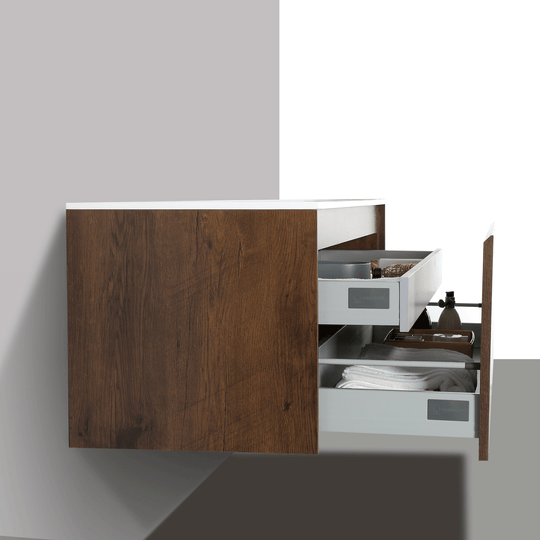 BAI 0767 Wall Hung 47-inch Bathroom Vanity in Rose Wood Finish