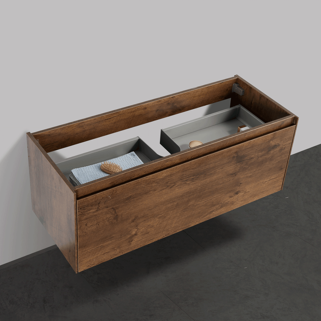 BAI 0767 Wall Hung 47-inch Bathroom Vanity in Rose Wood Finish