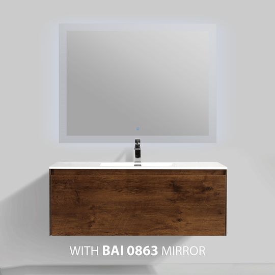 BAI 0767 Wall Hung 47-inch Bathroom Vanity in Rose Wood Finish