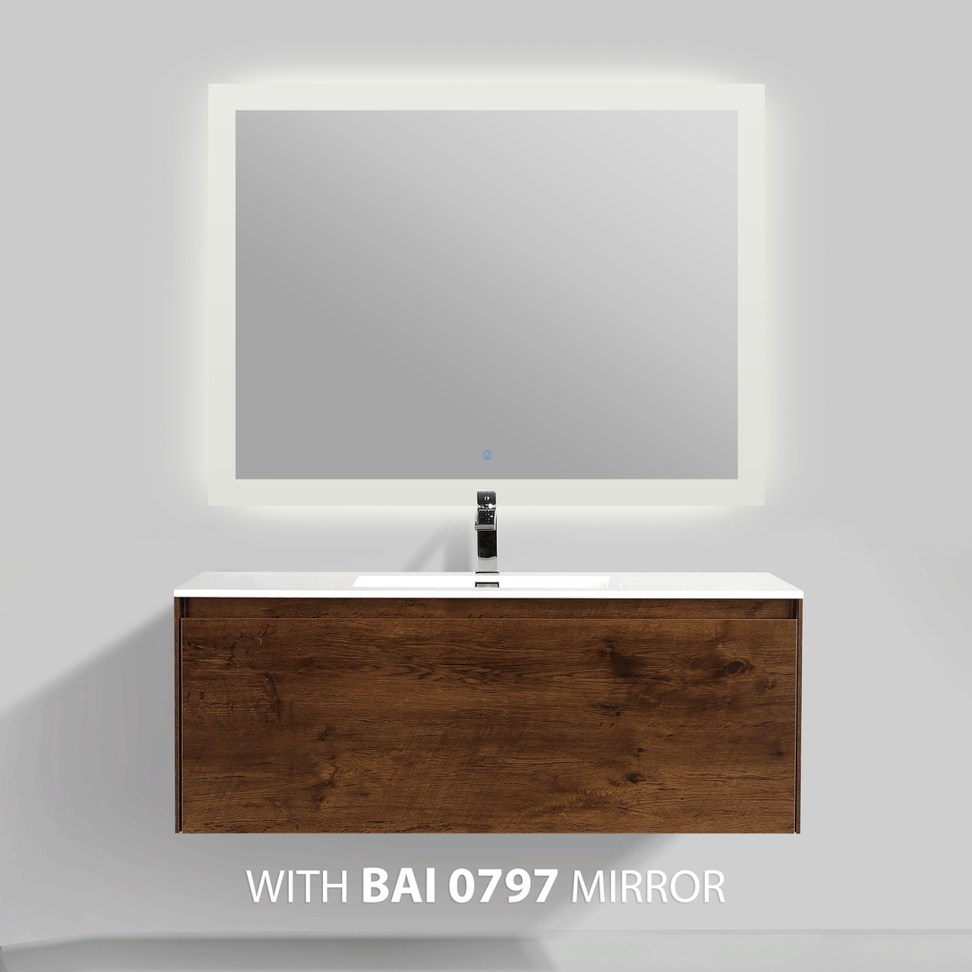 BAI 0767 Wall Hung 47-inch Bathroom Vanity in Rose Wood Finish