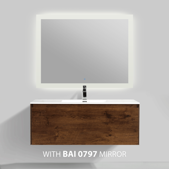 BAI 0767 Wall Hung 47-inch Bathroom Vanity in Rose Wood Finish