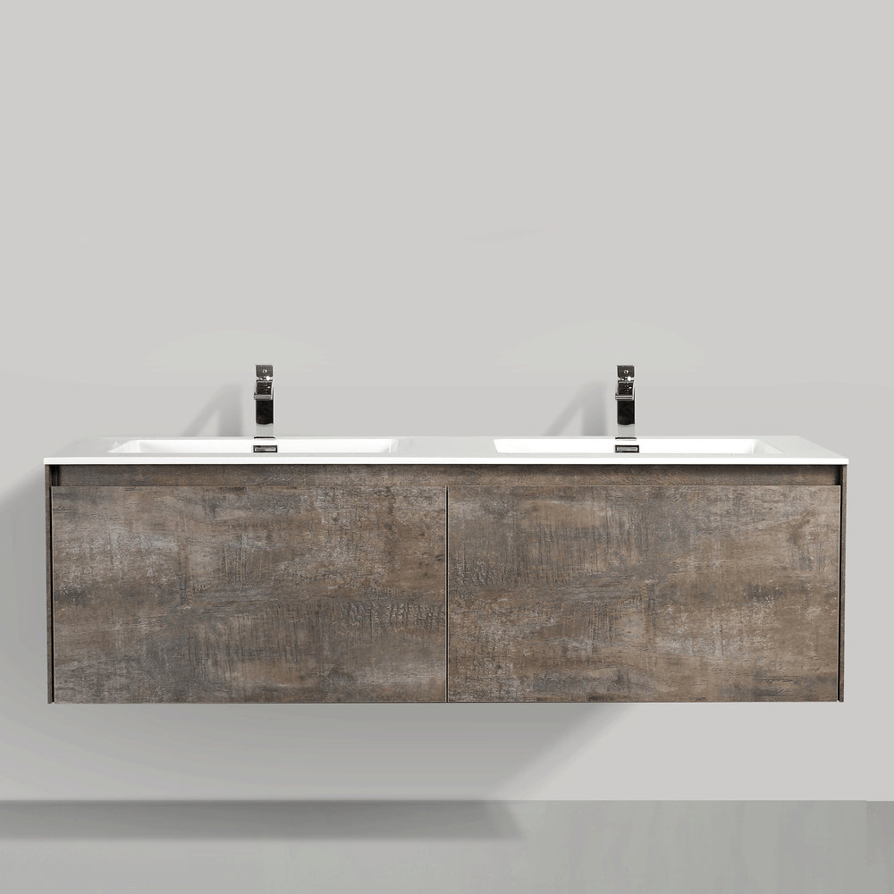 BAI 0768 Wall Hung 59-inch Bathroom Vanity in Rustic Stone Finish