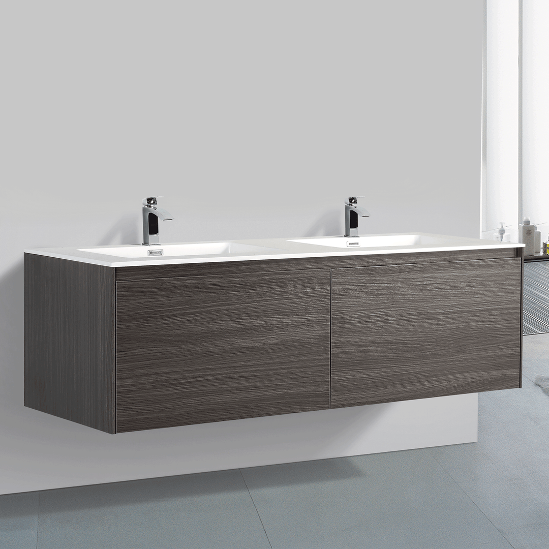 BAI 0769 Wall Hung 59-inch Bathroom Vanity in Graphite Wood Finish