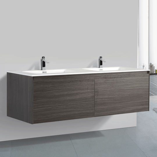 BAI 0769 Wall Hung 59-inch Bathroom Vanity in Graphite Wood Finish