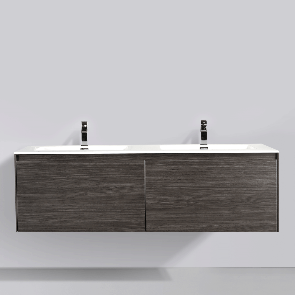 BAI 0769 Wall Hung 59-inch Bathroom Vanity in Graphite Wood Finish