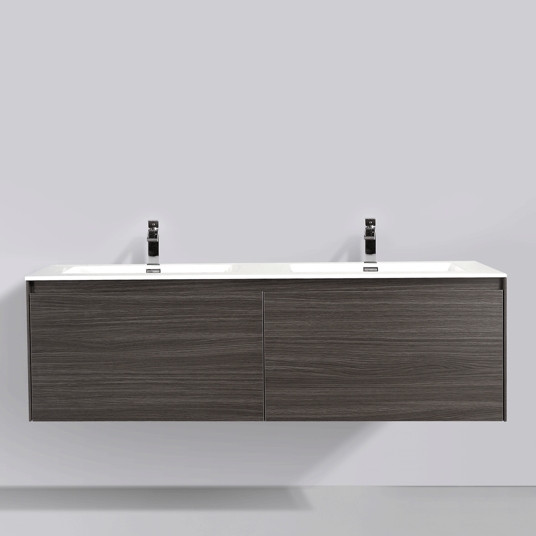 BAI 0769 Wall Hung 59-inch Bathroom Vanity in Graphite Wood Finish