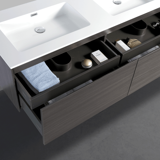 BAI 0769 Wall Hung 59-inch Bathroom Vanity in Graphite Wood Finish