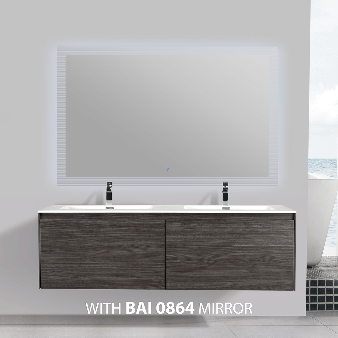 BAI 0769 Wall Hung 59-inch Bathroom Vanity in Graphite Wood Finish