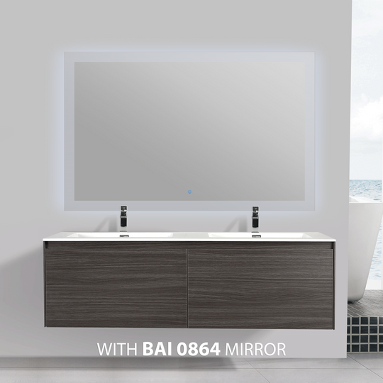 BAI 0769 Wall Hung 59-inch Bathroom Vanity in Graphite Wood Finish