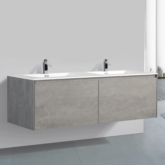 BAI 0770 Wall Hung 59-inch Bathroom Vanity in Stone Gray Finish