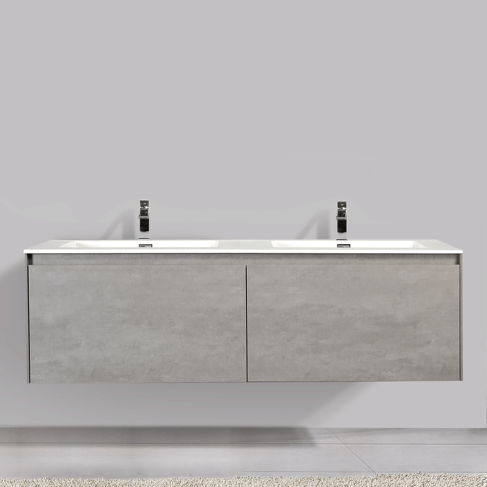 BAI 0770 Wall Hung 59-inch Bathroom Vanity in Stone Gray Finish