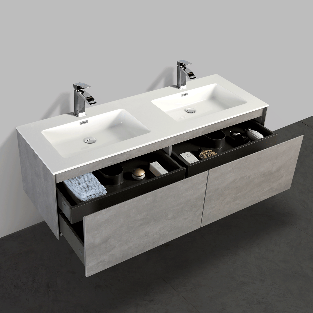 BAI 0770 Wall Hung 59-inch Bathroom Vanity in Stone Gray FinishBAI 0770 Wall Hung 59-inch Bathroom Vanity in Stone Gray Finish