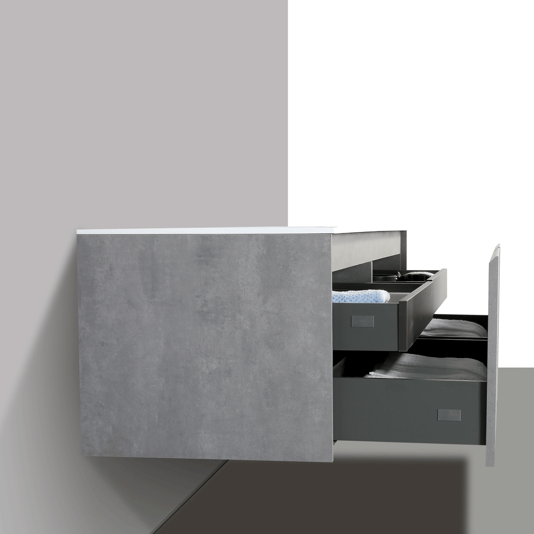 BAI 0770 Wall Hung 59-inch Bathroom Vanity in Stone Gray Finish