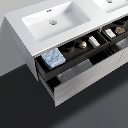 BAI 0770 Wall Hung 59-inch Bathroom Vanity in Stone Gray Finish