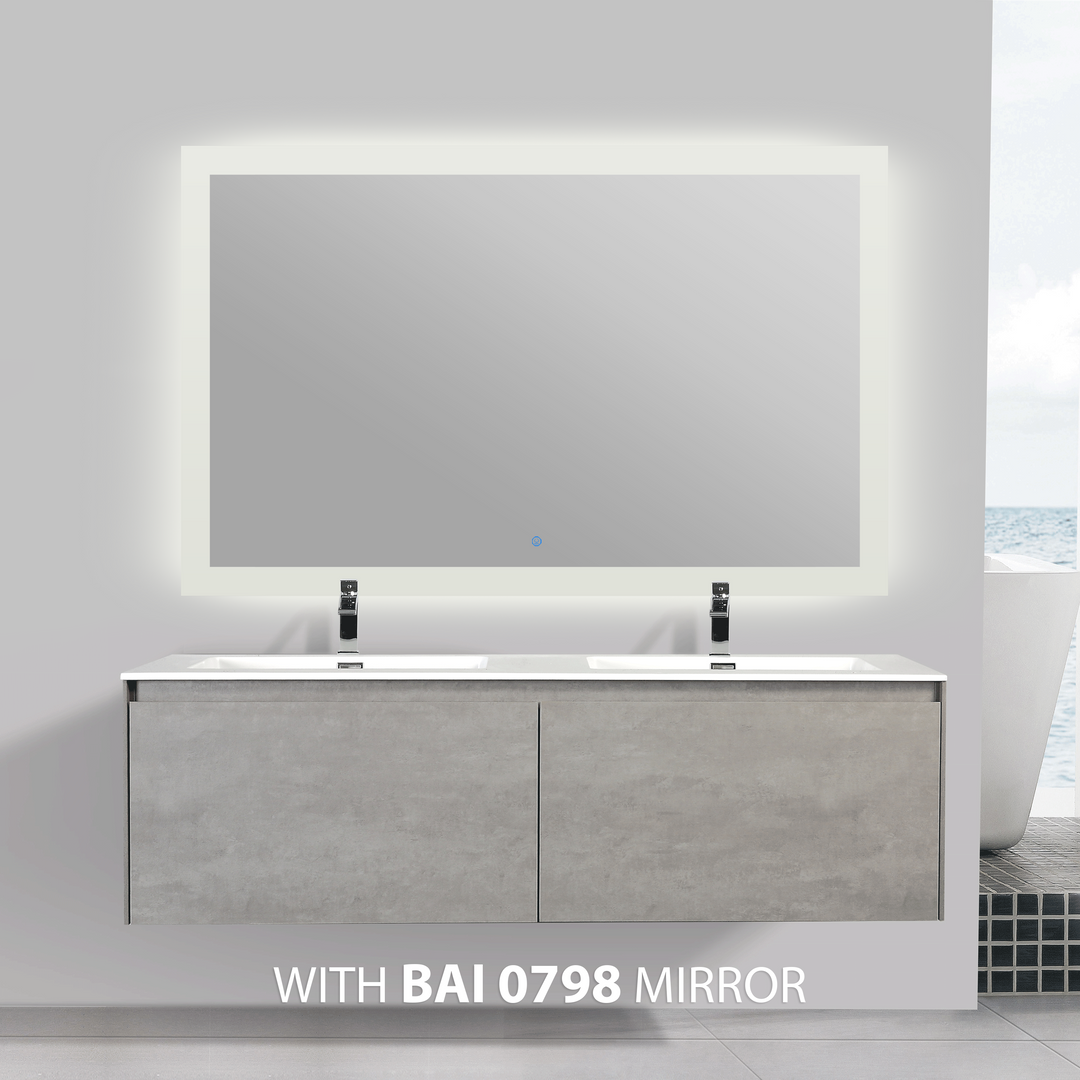 BAI 0770 Wall Hung 59-inch Bathroom Vanity in Stone Gray Finish
