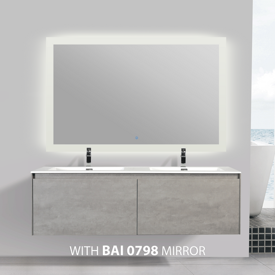 BAI 0770 Wall Hung 59-inch Bathroom Vanity in Stone Gray Finish