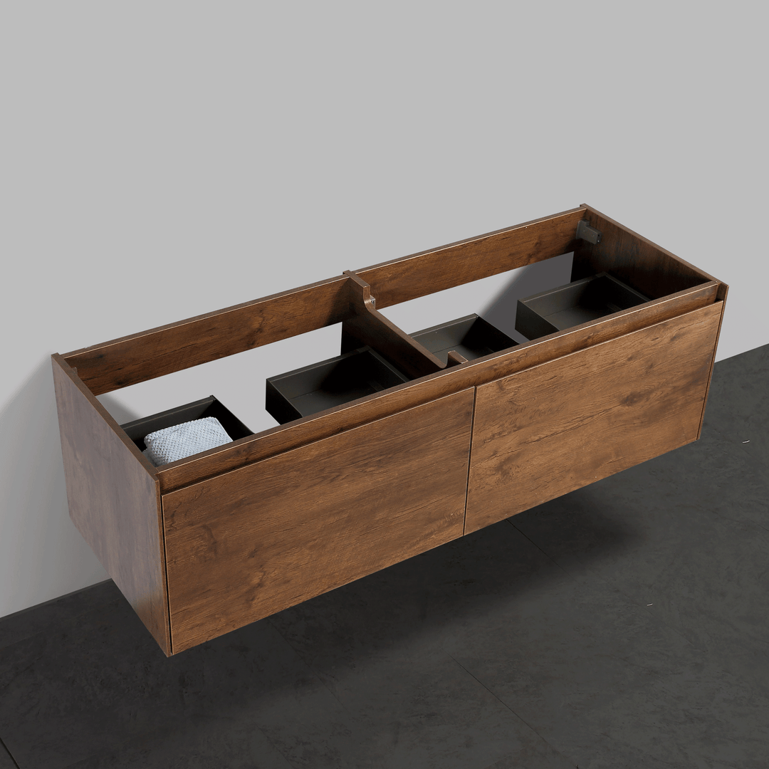 BAI 0771 Wall Hung 59-inch Bathroom Vanity in Rose Wood Finish