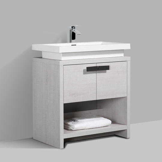BAI 0791 Floor Standing 30-inch Bathroom Vanity Cabinet in Light Gray Finish