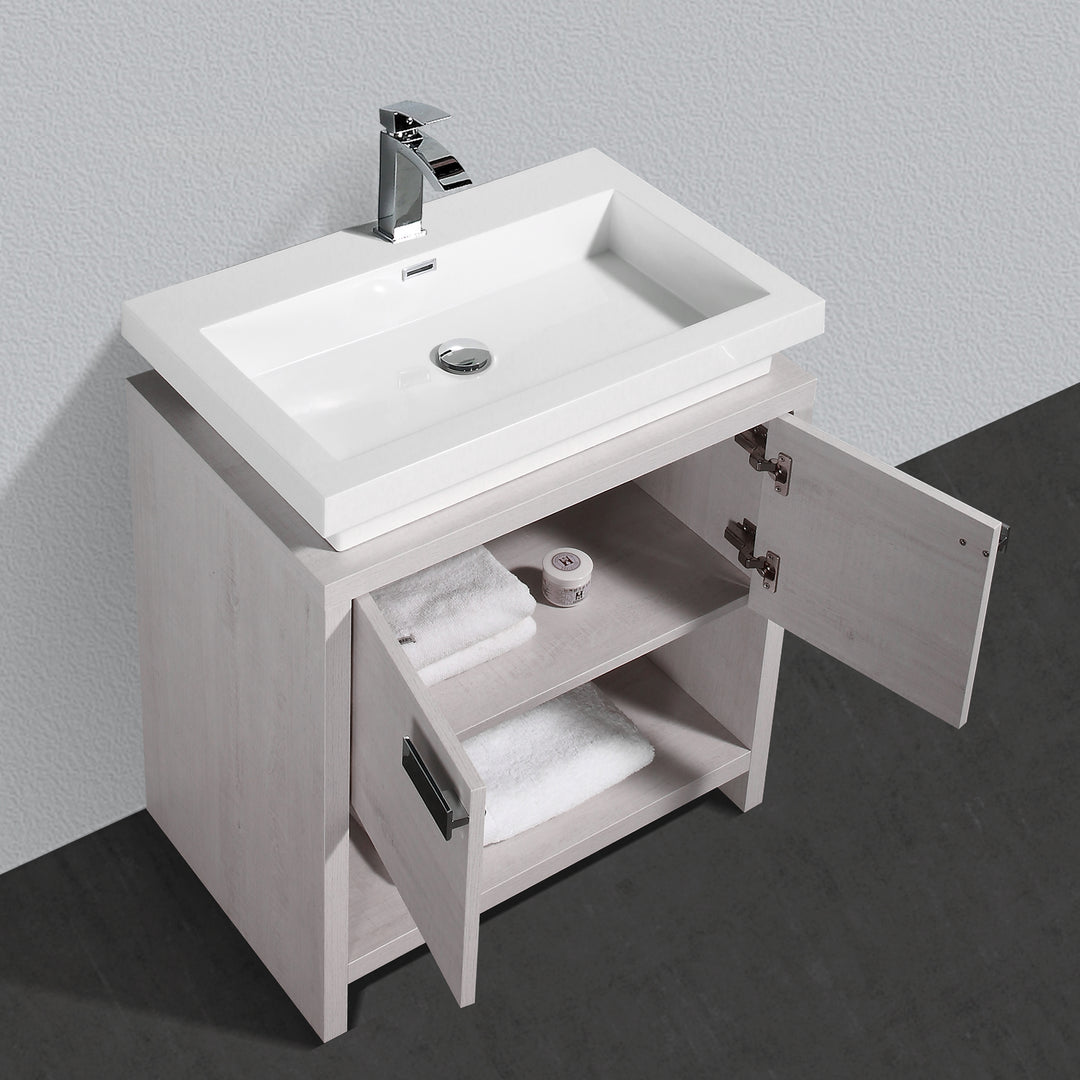 BAI 0791 Floor Standing 30-inch Bathroom Vanity Cabinet in Light Gray Finish