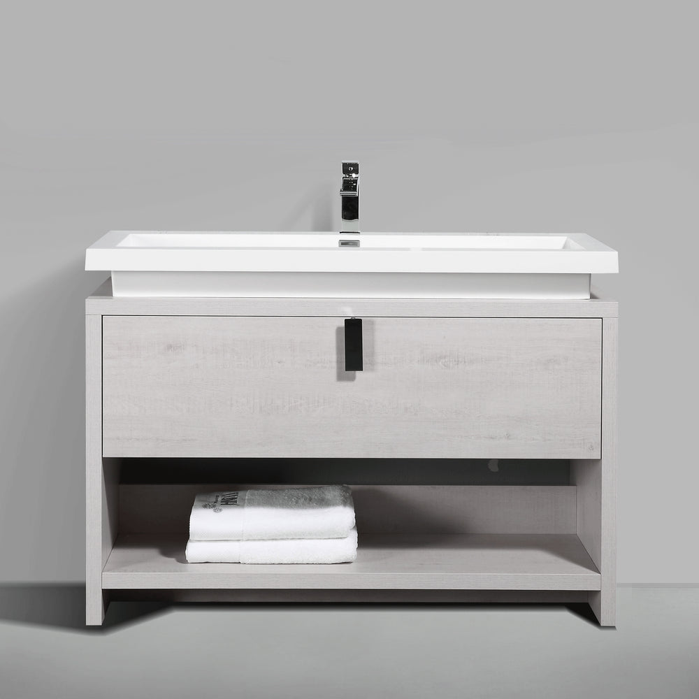 BAI 0792 Floor Standing 47-inch Bathroom Vanity Cabinet in Light Gray Finish
