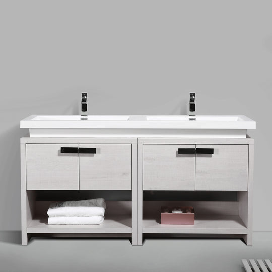 BAI 0793 Floor Standing 63-inch Bathroom Vanity Cabinet in Light Gray Finish