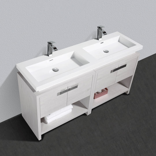 BAI 0793 Floor Standing 63-inch Bathroom Vanity Cabinet in Light Gray Finish