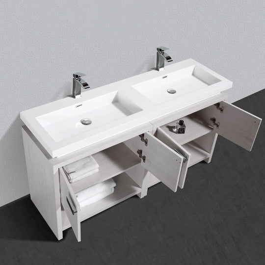 BAI 0793 Floor Standing 63-inch Bathroom Vanity Cabinet in Light Gray Finish