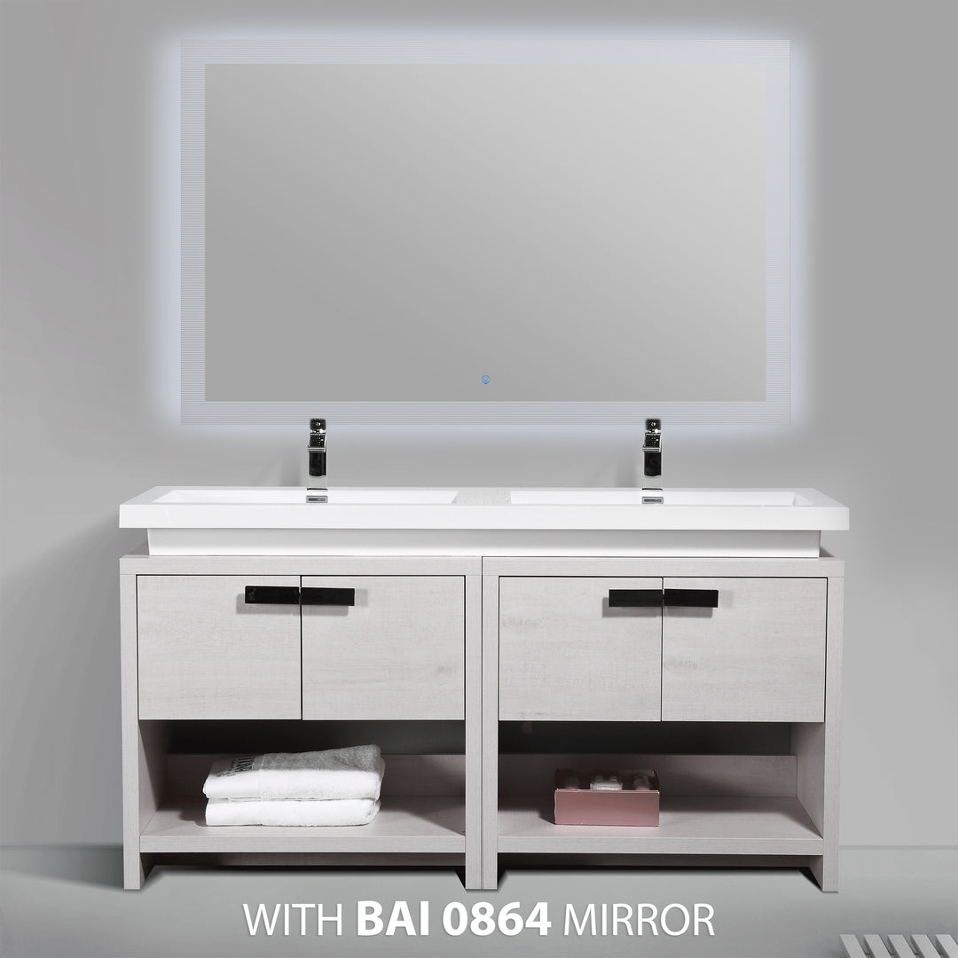 BAI 0793 Floor Standing 63-inch Bathroom Vanity Cabinet in Light Gray Finish