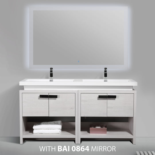 BAI 0793 Floor Standing 63-inch Bathroom Vanity Cabinet in Light Gray Finish
