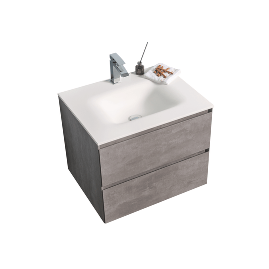 BAI 0802 Wall Hung 26-inch Bathroom Vanity in Stone Gray Finish