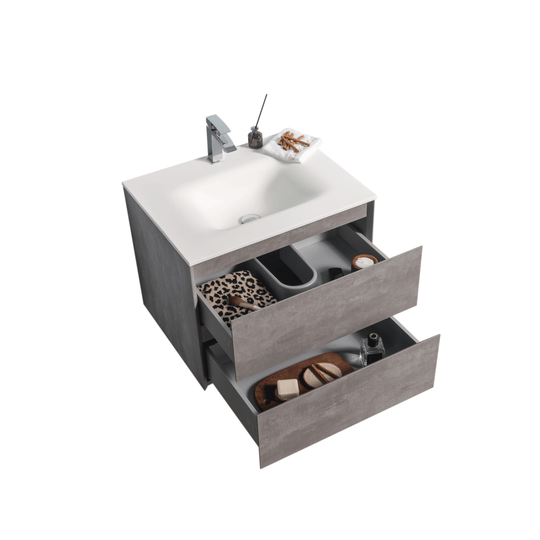 BAI 0802 Wall Hung 26-inch Bathroom Vanity in Stone Gray Finish