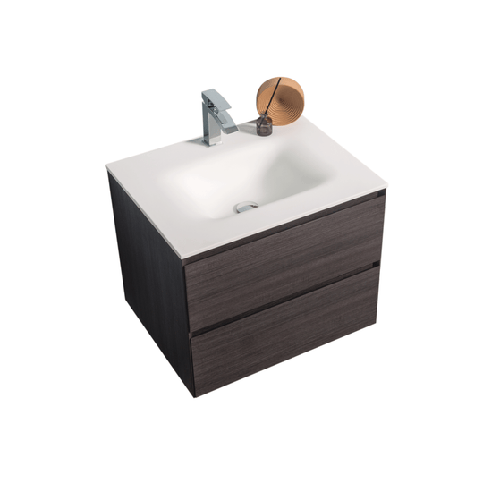 BAI 0804 Wall Hung 26-inch Bathroom Vanity in Graphite Wood Finish