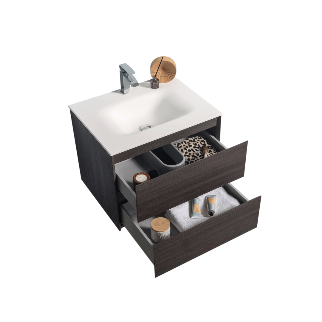 BAI 0804 Wall Hung 26-inch Bathroom Vanity in Graphite Wood Finish