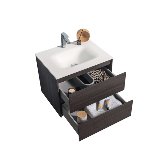 BAI 0804 Wall Hung 26-inch Bathroom Vanity in Graphite Wood Finish