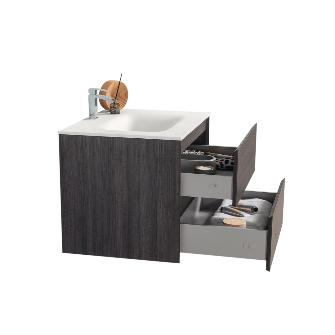 BAI 0804 Wall Hung 26-inch Bathroom Vanity in Graphite Wood Finish