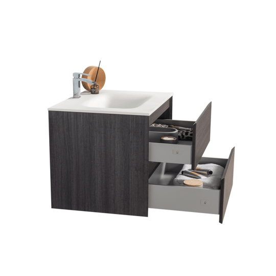 BAI 0804 Wall Hung 26-inch Bathroom Vanity in Graphite Wood Finish