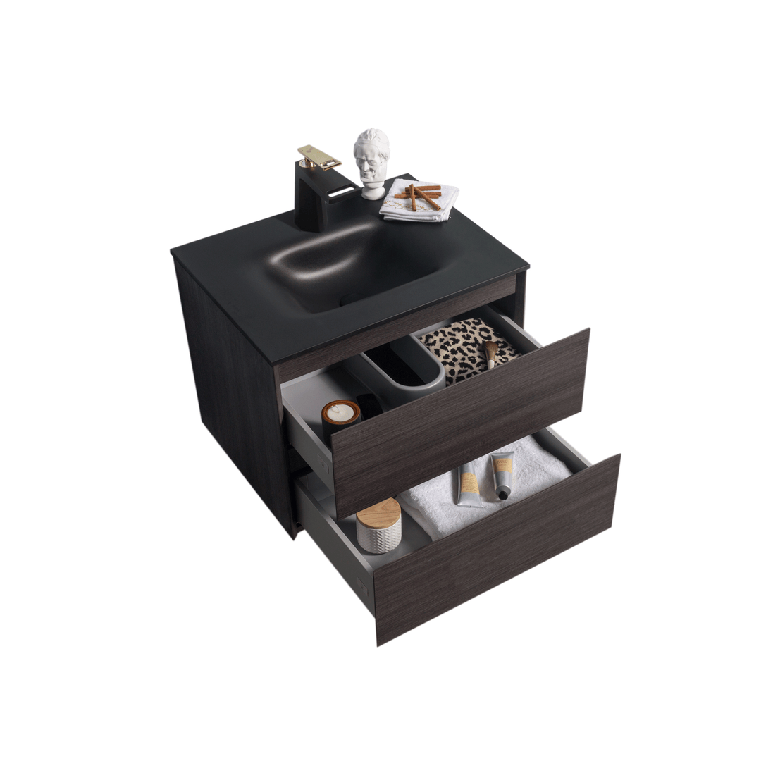 BAI 0805 Wall Hung 26-inch Bathroom Vanity in Graphite Wood Finish