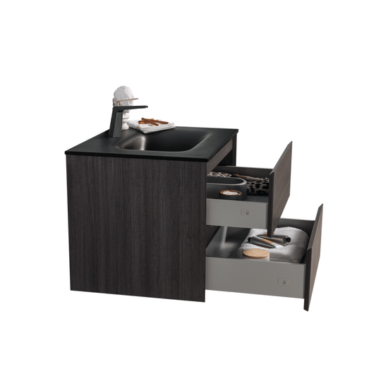 BAI 0805 Wall Hung 26-inch Bathroom Vanity in Graphite Wood Finish