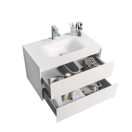 BAI 0806 Wall Hung 34-inch Bathroom Vanity in Matte White Finish