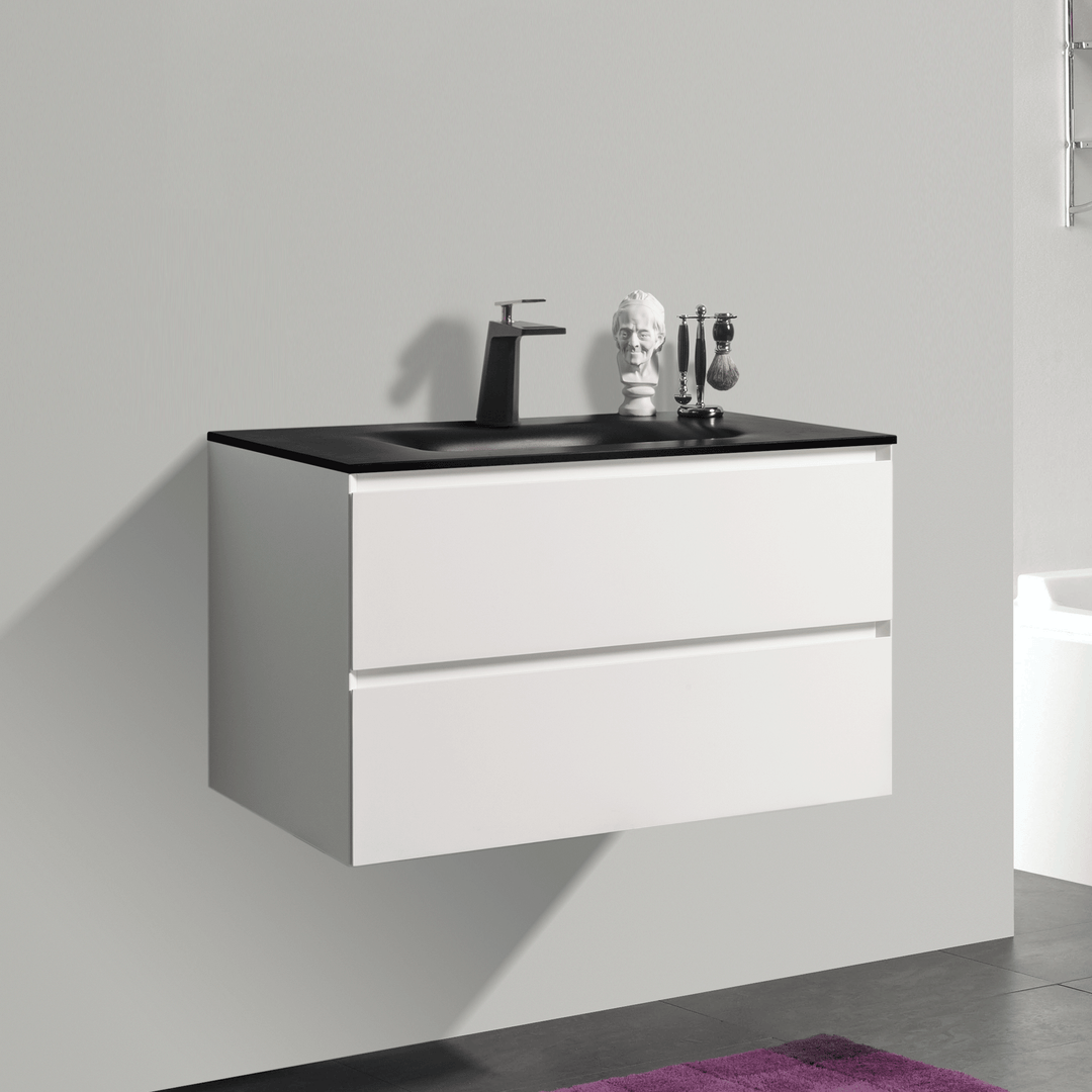 BAI 0807 Wall Hung 34-inch Bathroom Vanity in Matte White Finish