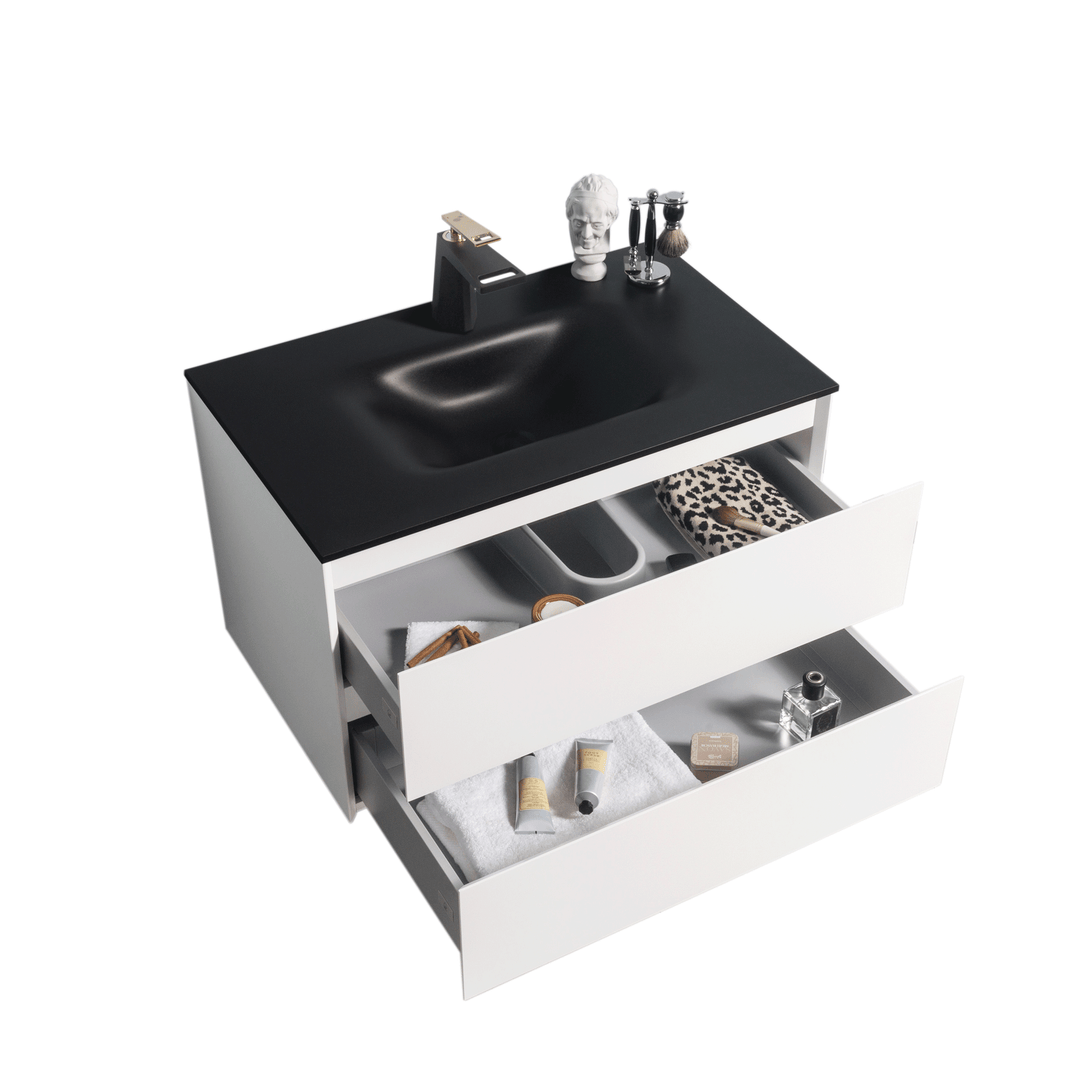 BAI 0807 Wall Hung 34-inch Bathroom Vanity in Matte White Finish