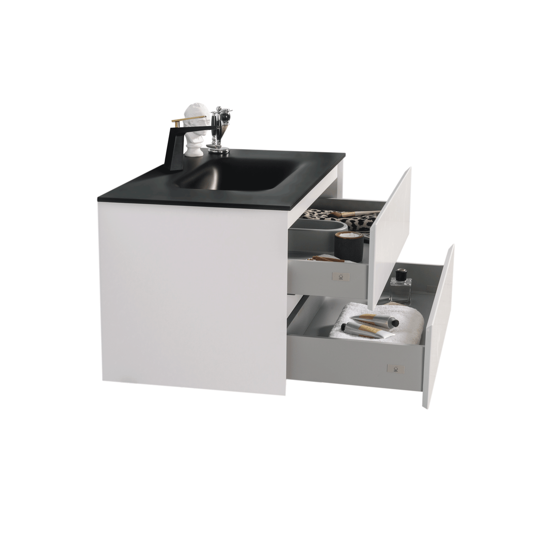 BAI 0807 Wall Hung 34-inch Bathroom Vanity in Matte White Finish