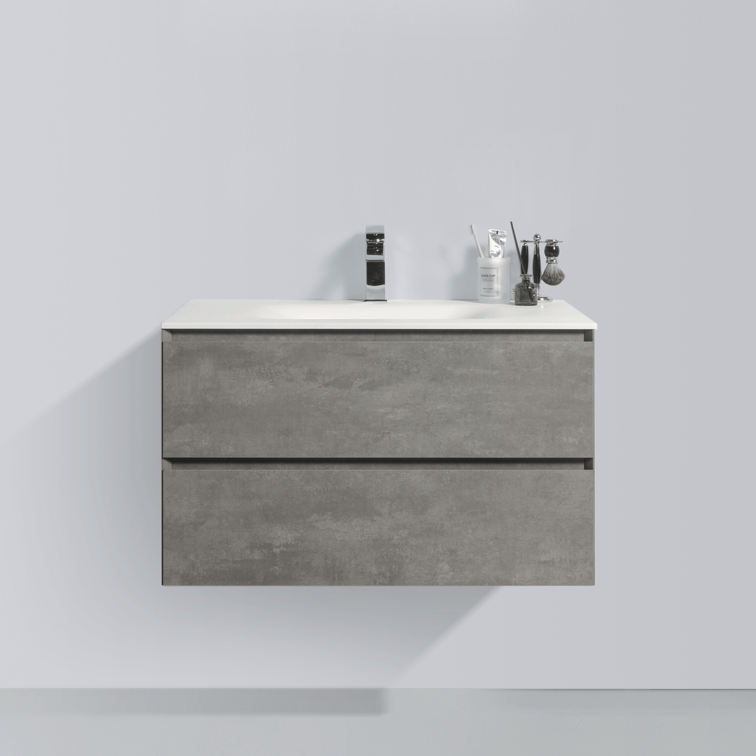 BAI 0808 Wall Hung 34-inch Bathroom Vanity in Stone Gray Finish