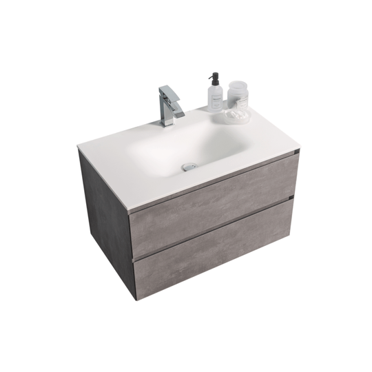 BAI 0808 Wall Hung 34-inch Bathroom Vanity in Stone Gray Finish