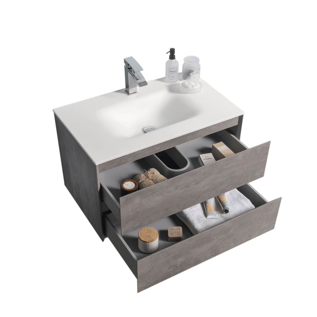 BAI 0808 Wall Hung 34-inch Bathroom Vanity in Stone Gray Finish