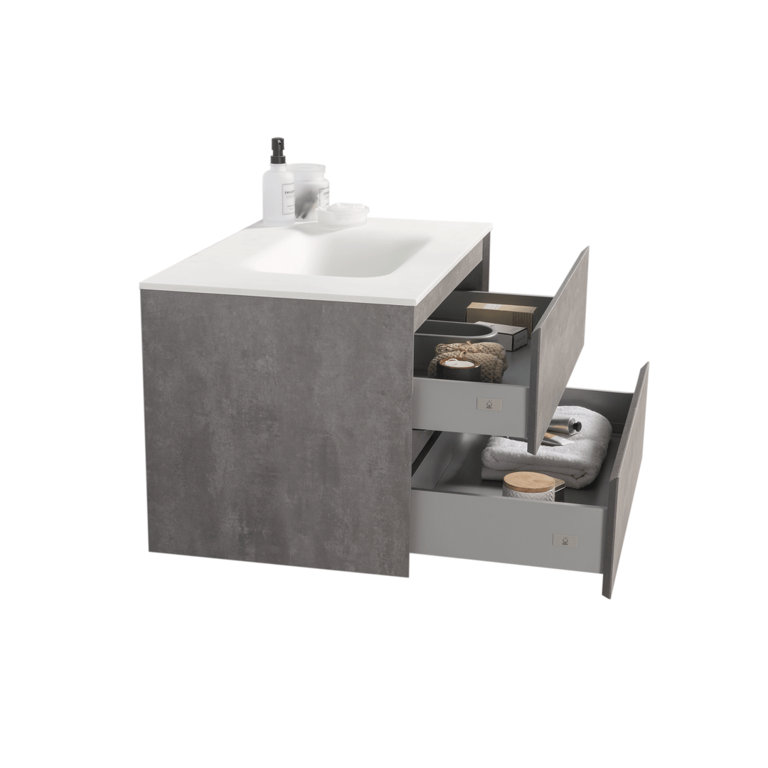 BAI 0808 Wall Hung 34-inch Bathroom Vanity in Stone Gray Finish