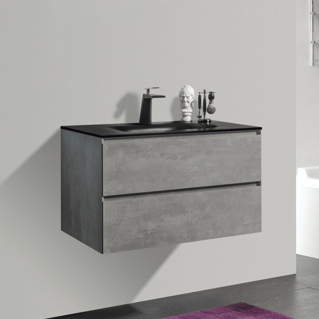 BAI 0809 Wall Hung 34-inch Bathroom Vanity in Stone Gray Finish