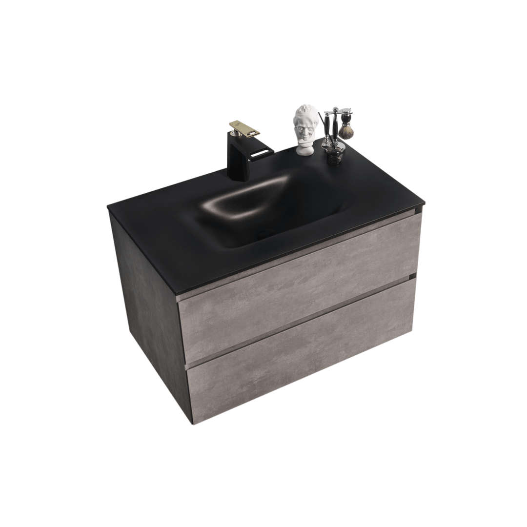 BAI 0809 Wall Hung 34-inch Bathroom Vanity in Stone Gray Finish