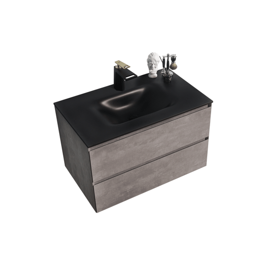 BAI 0809 Wall Hung 34-inch Bathroom Vanity in Stone Gray Finish